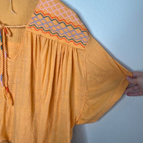 Free People Orange Boho Market Embroidered Cotton Tunic Medium - Picture 3 of 11